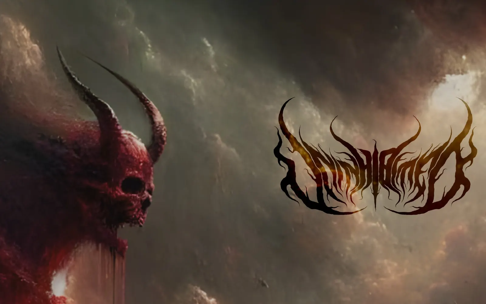 I Am Your King cover: red horned demon skulls in a stormy sky